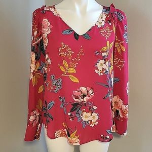 Vibrant floral pullover blouse